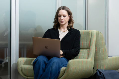 student at computer