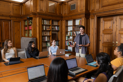 students in a conference room