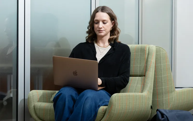 student at computer