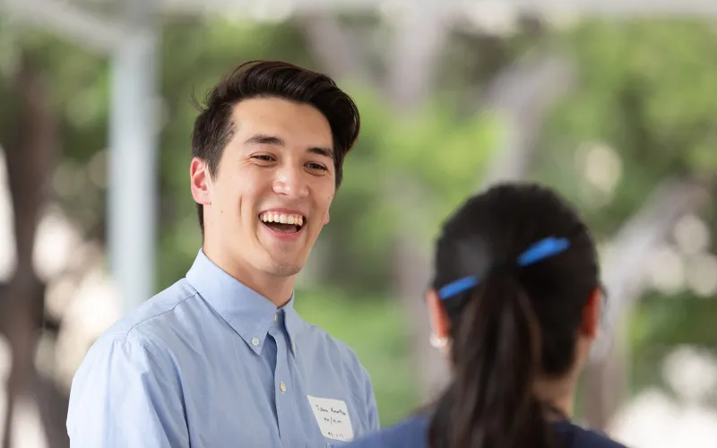 student talking